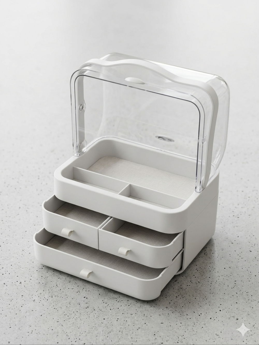 White Cosmetic Organizer with Clear Lid